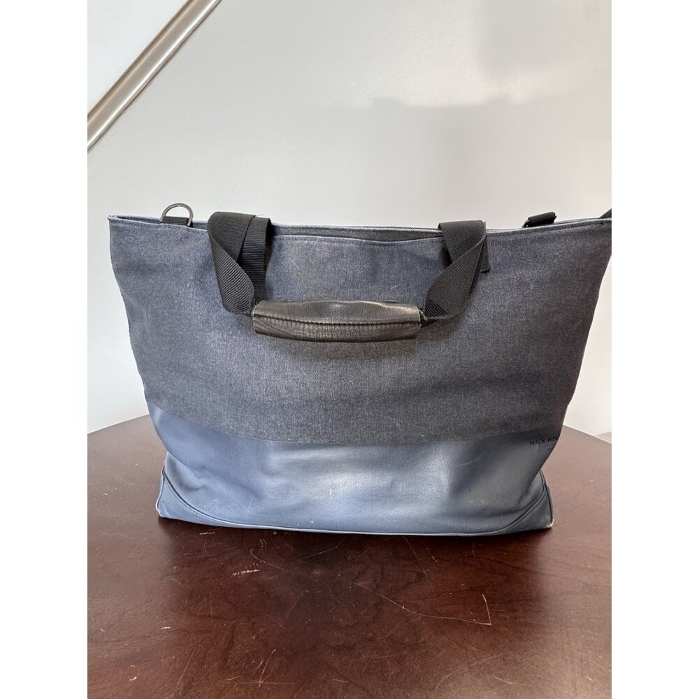 Mack Weldon Tote Bag Laptop Everyday Unisex Waterproof Sealed Canvas Gray Blue
